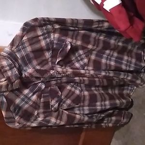 Brown, Blue, Tan Plaid Flannel